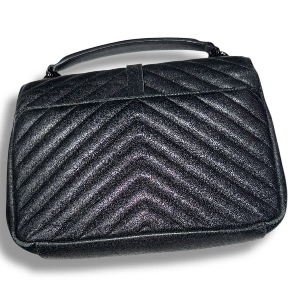 Saint Laurent College Medium Flap YSL Shoulder Bag Quilted black Leather 🔥SALE🔥 - Picture 4 of 15